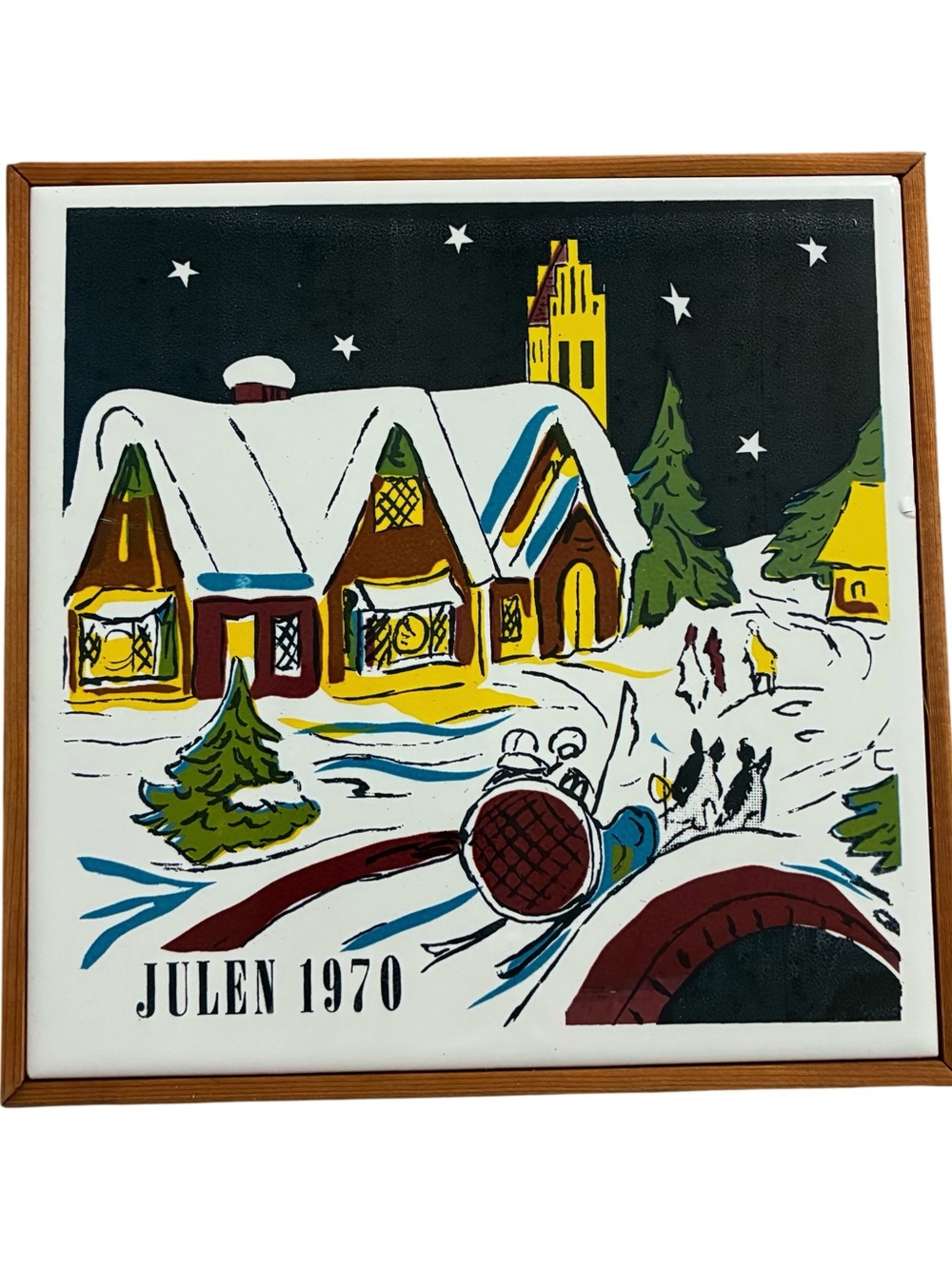 VTG “Julen 1970” Tile Trivet Tronholm Denmark Wall Hanging Kitchen Decor 6” MCM